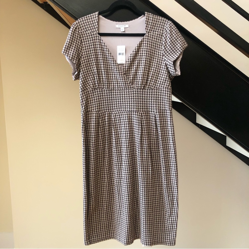 Women’s Brown/Tan HoundstoothSheath Dress, Summer-to-Fall 100%Cotton, NWT SizeL